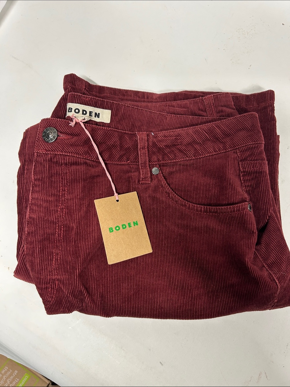 Boden Burgundy Corduroy Pants size 14 wide leg NWT - Picture 2 of 5